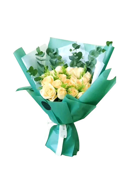 "Bright mixed flower bouquet in vase with new beginnings tag – Bright Future Blossom Bouquet"