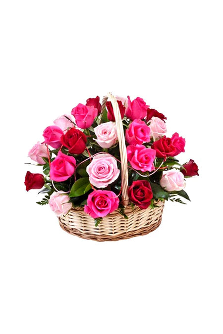 Random Acts of Bloom Basket – colorful blooming plant arrangement in decorative basket for spontaneous gifting in Riyadh